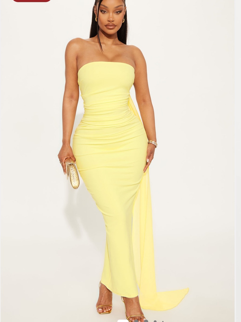 Fashion Nova Strapless Scarf Wrap Maxi Dress - Yellow
